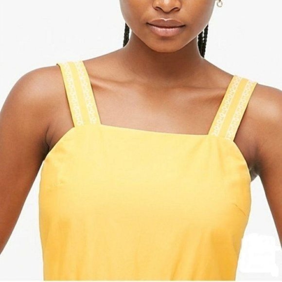 J. Crew Factory NWT embroidered scalloped yellow dress woman's size 6 - Picture 3 of 13
